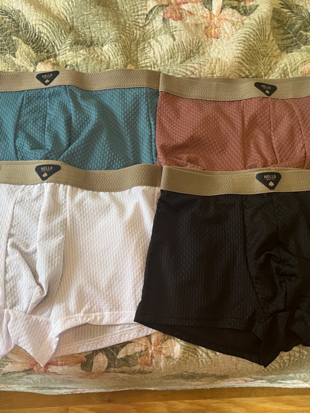Hello™ Men's Boxer Brief 4-Pack — Teal, Mauve, White, Black